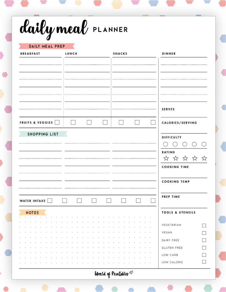 Daily meal planner template - 10