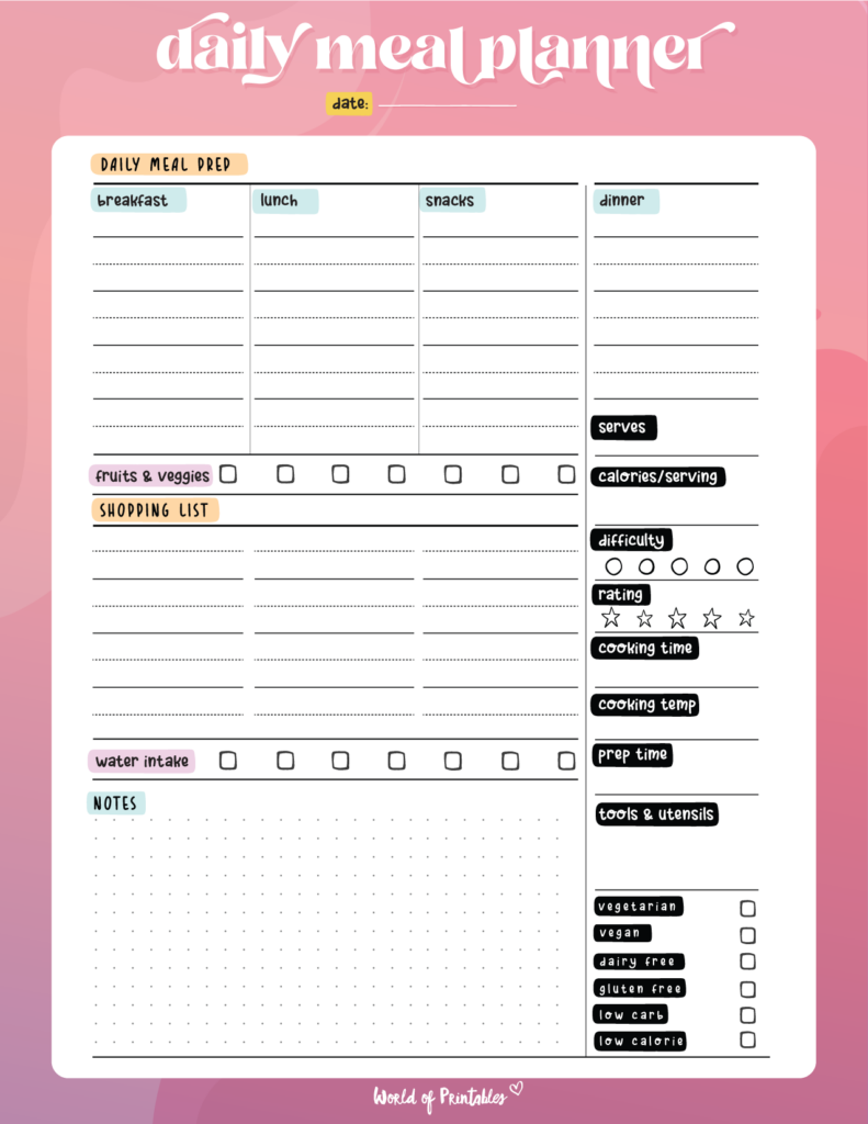 Daily meal planner template - 11