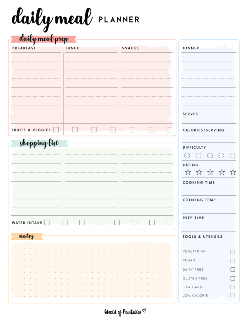 Daily meal planner template - 12