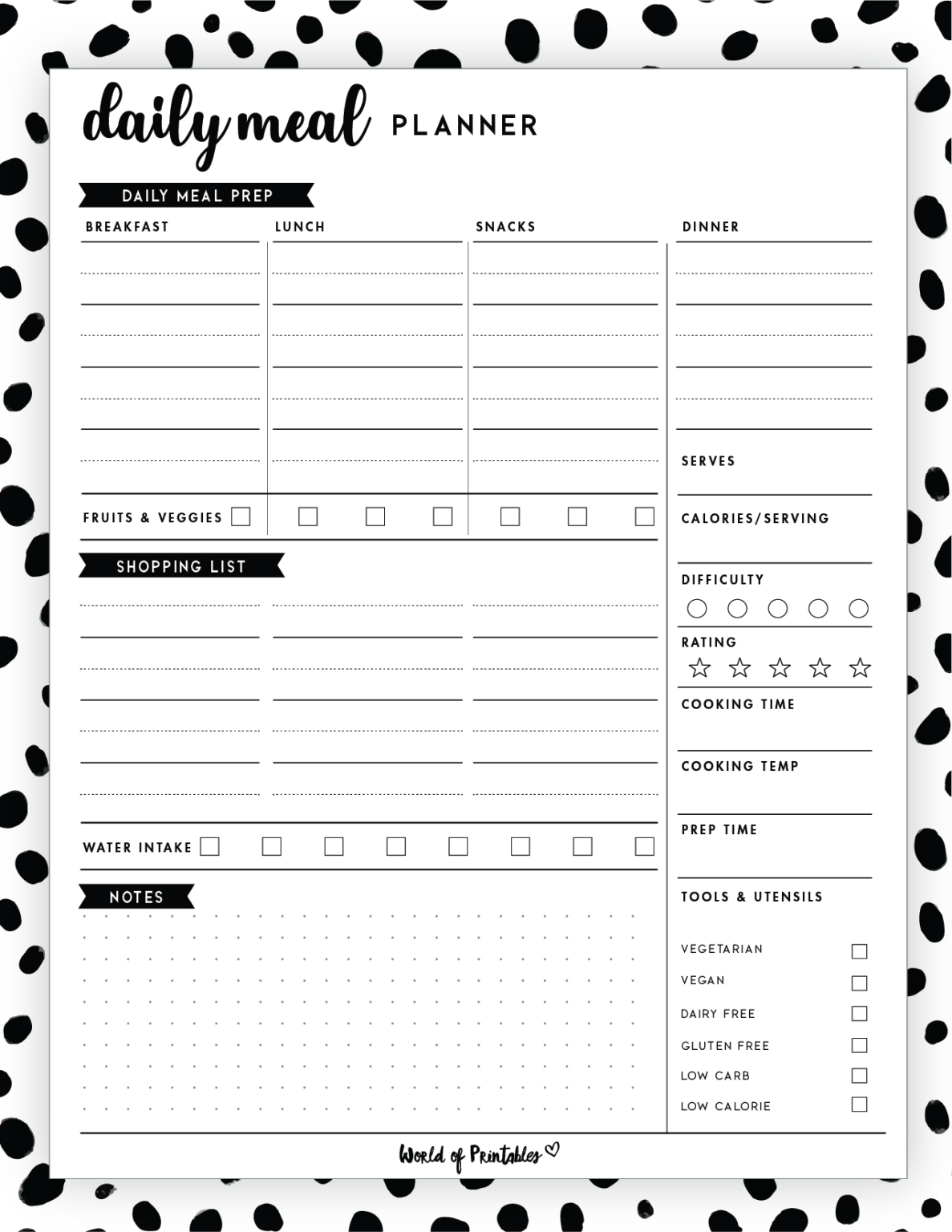 Daily Meal Planner Templates - World of Printables