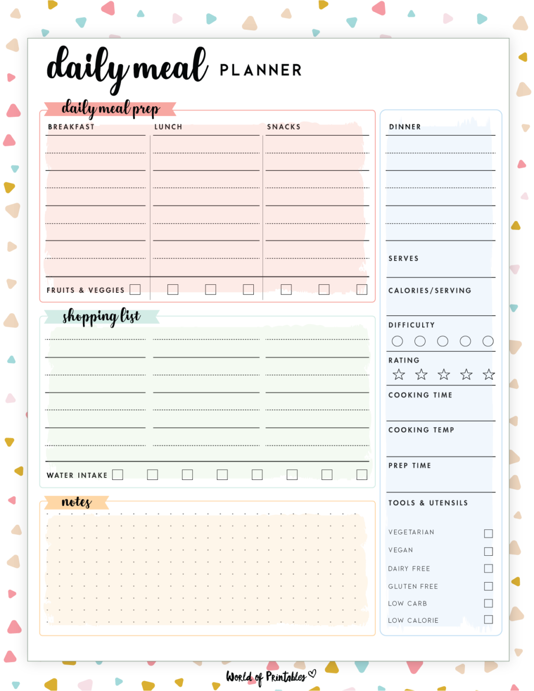 Daily Meal Planner Templates - World of Printables