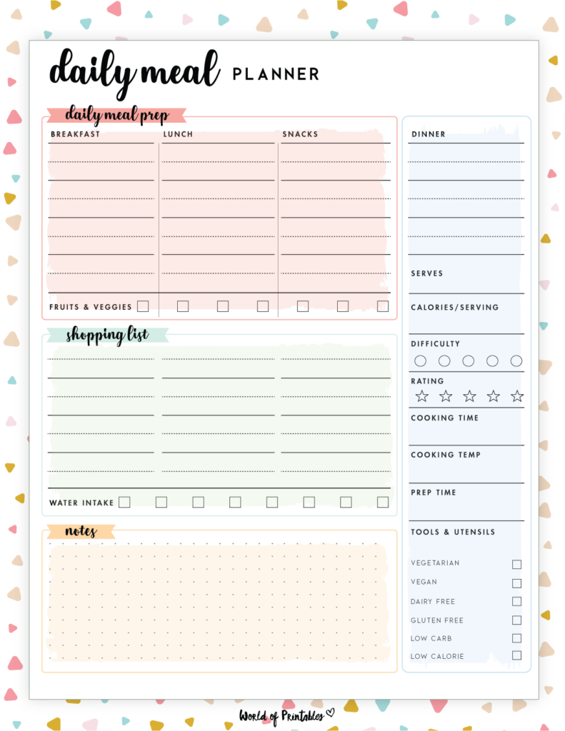 Daily meal planner template - 15