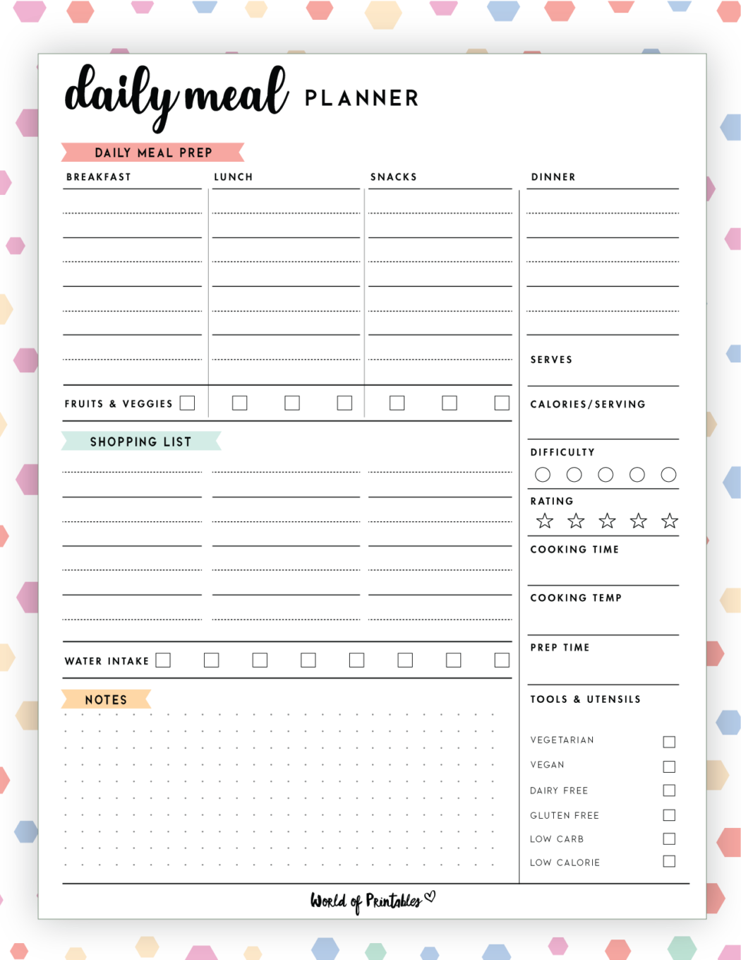 Daily Meal Planner Templates World Of Printables 4234