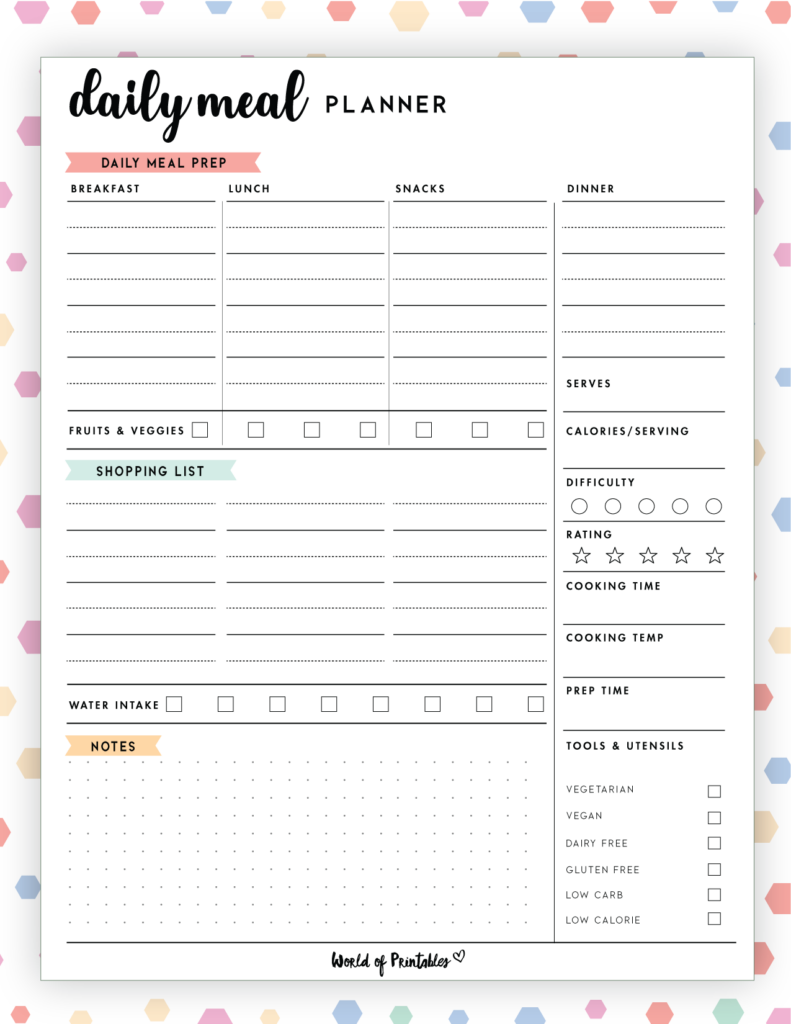 Daily meal planner template - 16
