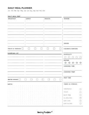 Daily Meal Planner Templates - World of Printables
