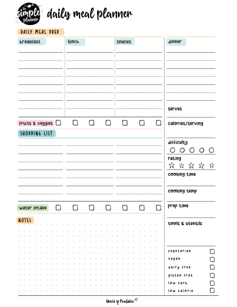 Daily meal planner template - 8
