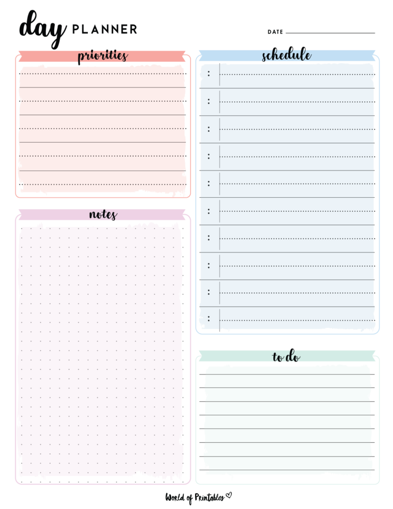 Daily planner template - colorful