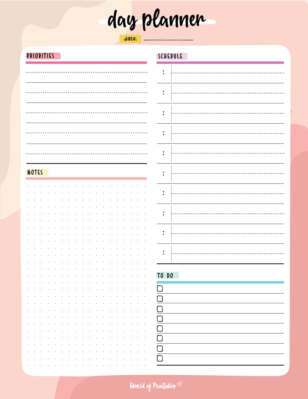 Download daily planner templates pdf world of printables