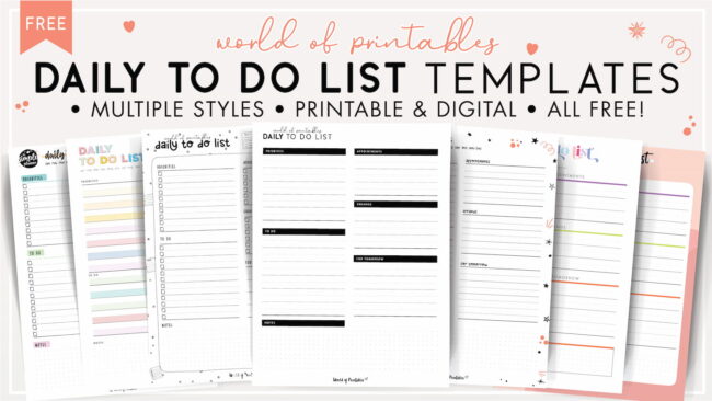 Daily to do list templates