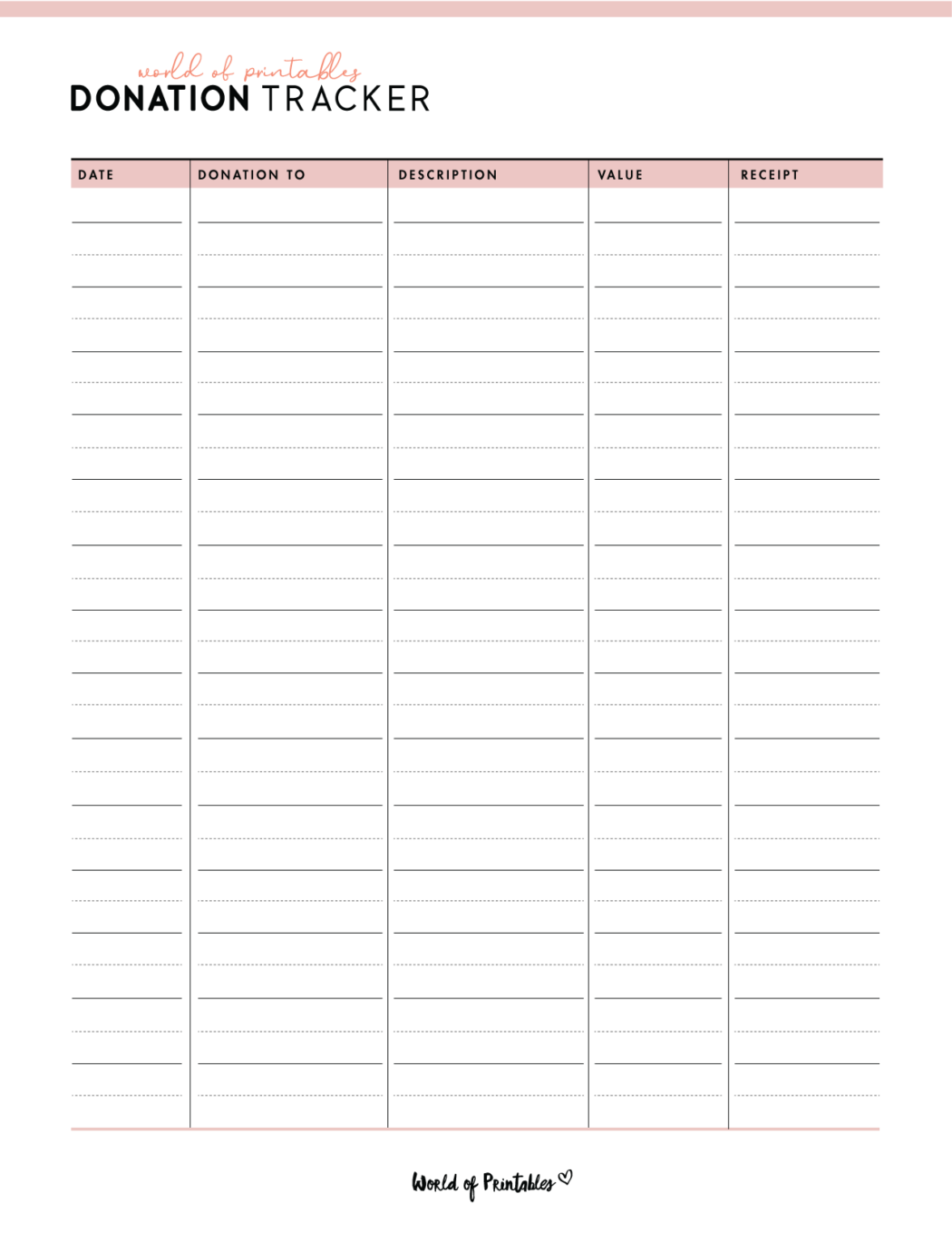Donation Tracker Templates - World of Printables