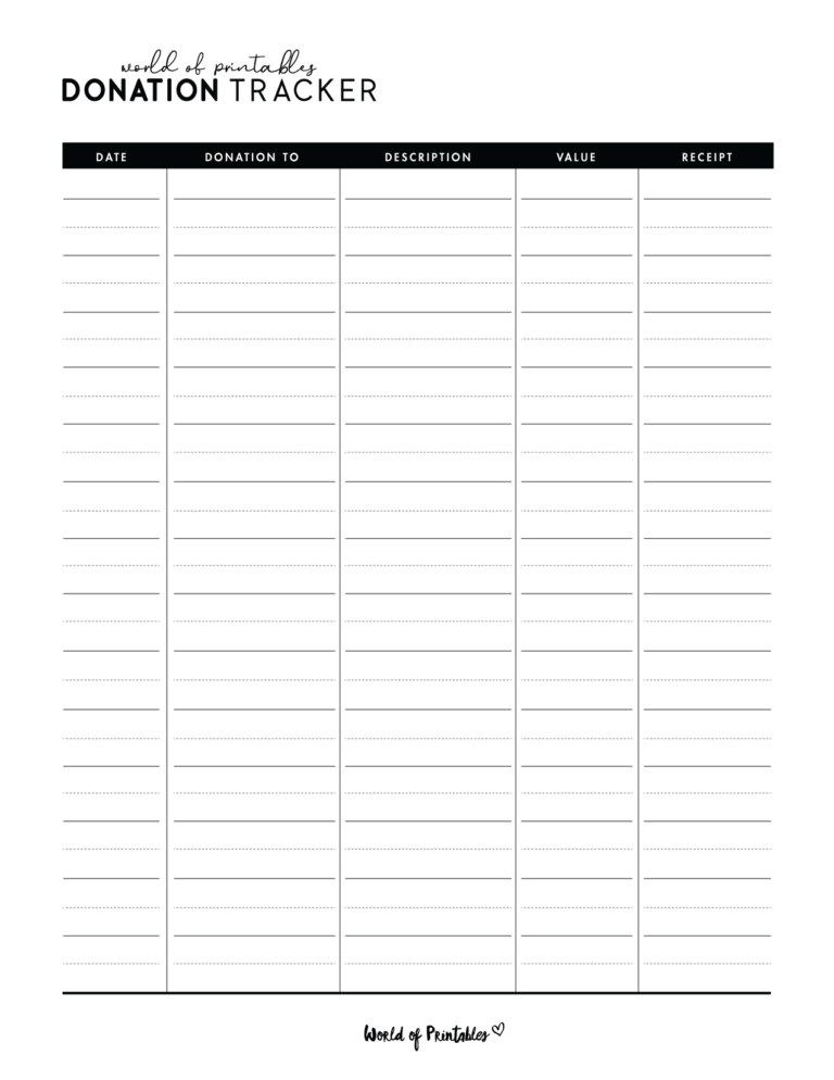 Donation Tracker Templates - World of Printables