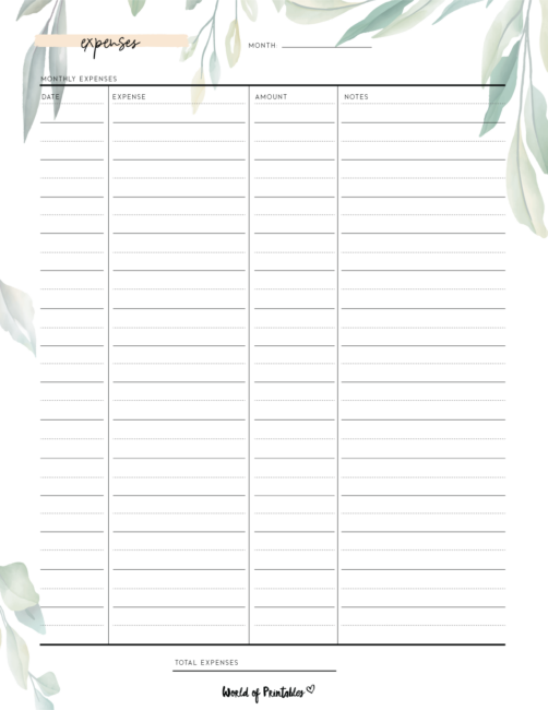 Expense Tracker Templates - World of Printables