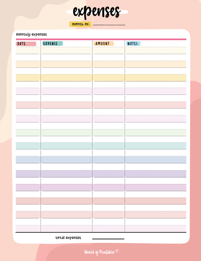 Expenses tracker - colorful