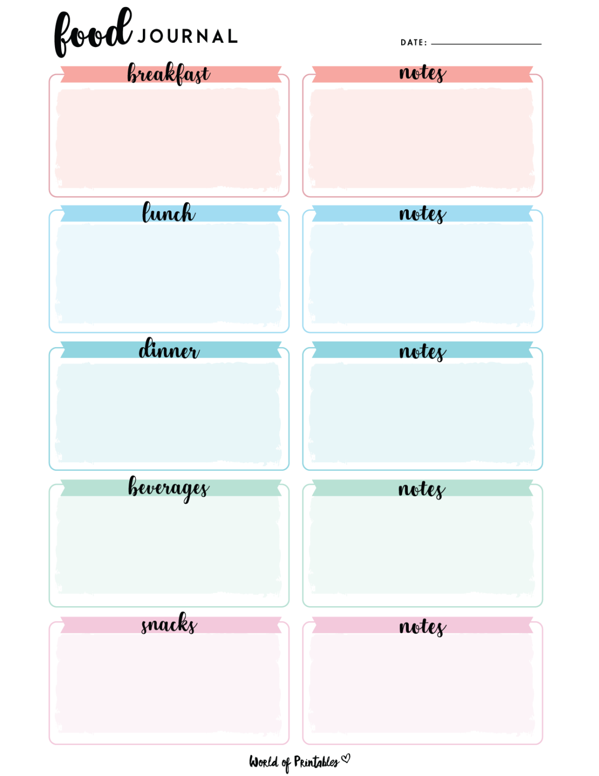 Food Journal Printables - World of Printables