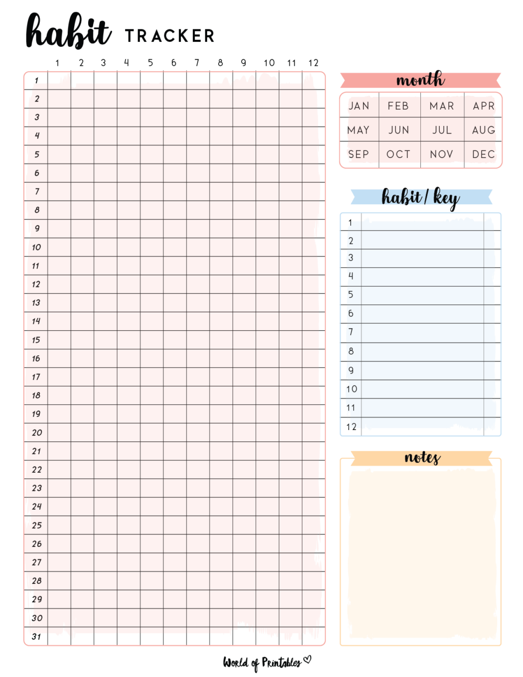 Habit Tracker Templates World of Printables Habit Tracker Templates World of Printables