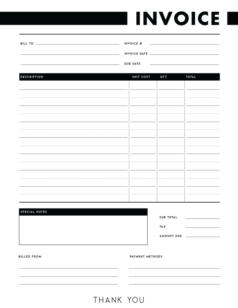 Free Invoice Templates PDF - World of Printables