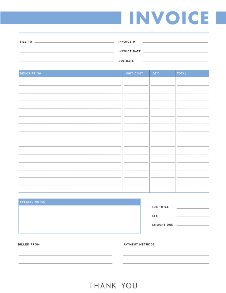 Invoice template - blue