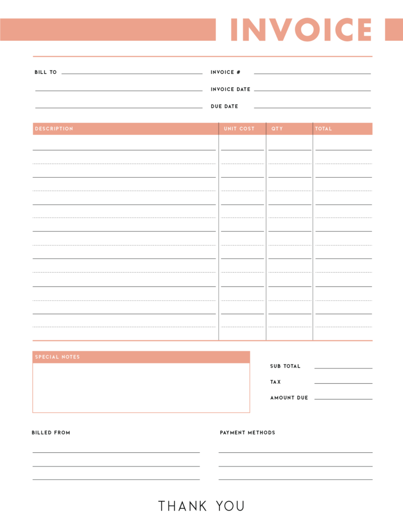 Invoice template - orange