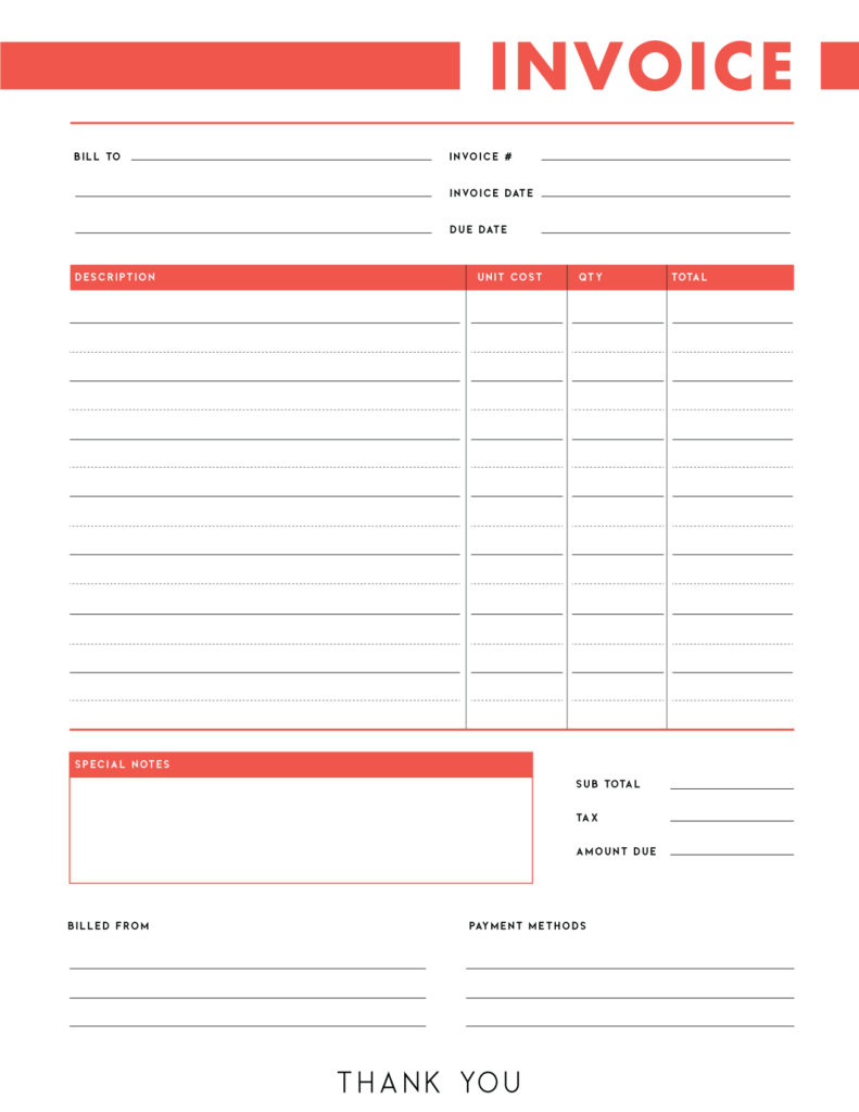 Invoice template - red