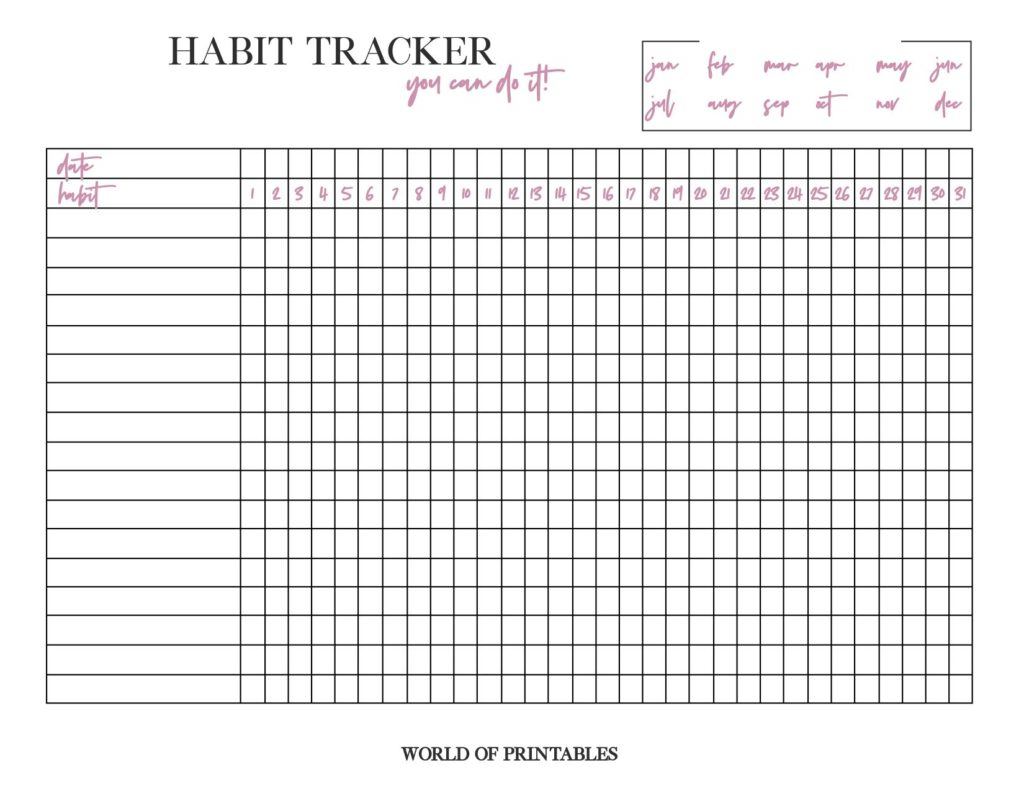 minimal habit tracker printable