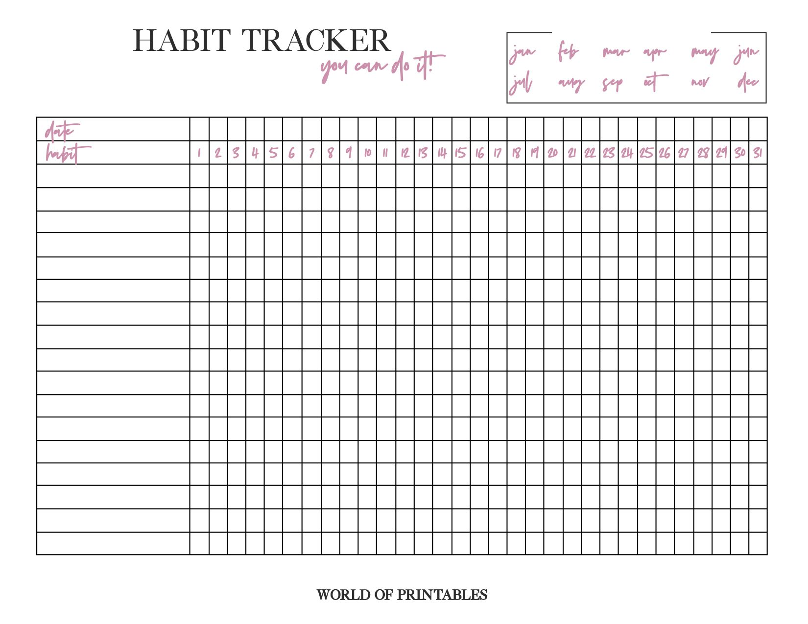 Free Printable Circle Habit Tracker Template - My Cup Runs Over