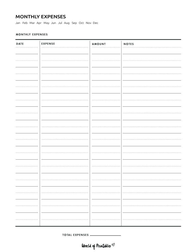 Expense Tracker Templates - World of Printables