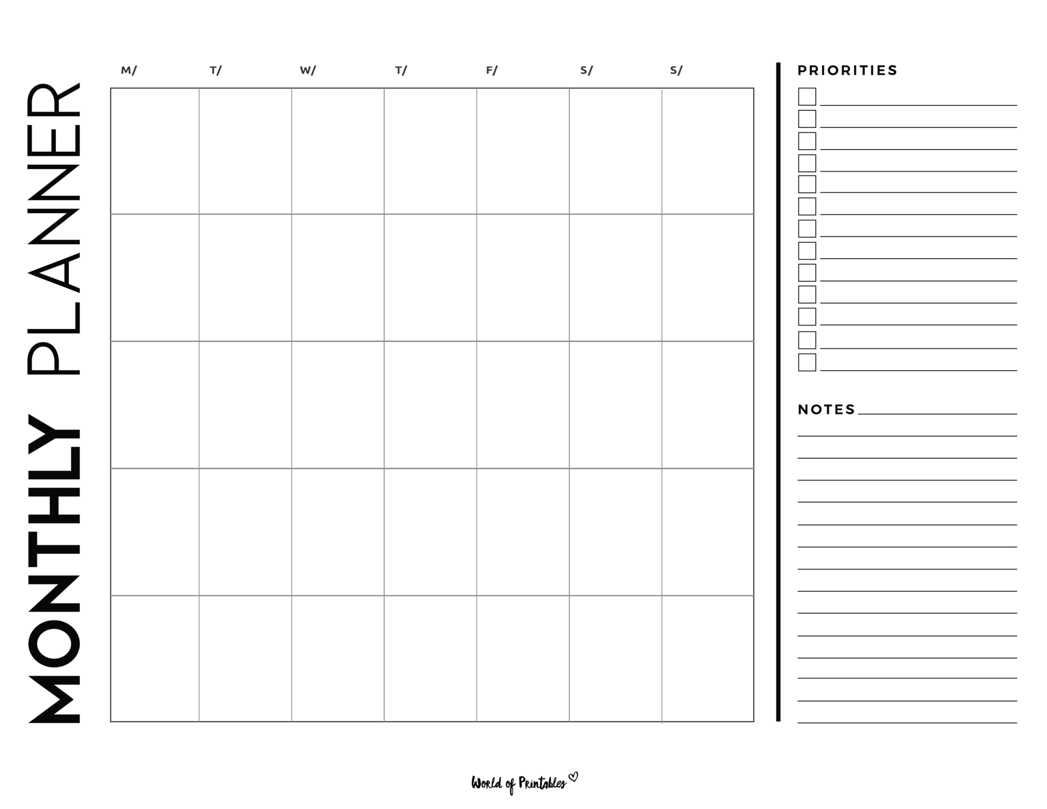 FREE Printable Monthly Planners - World of Printables