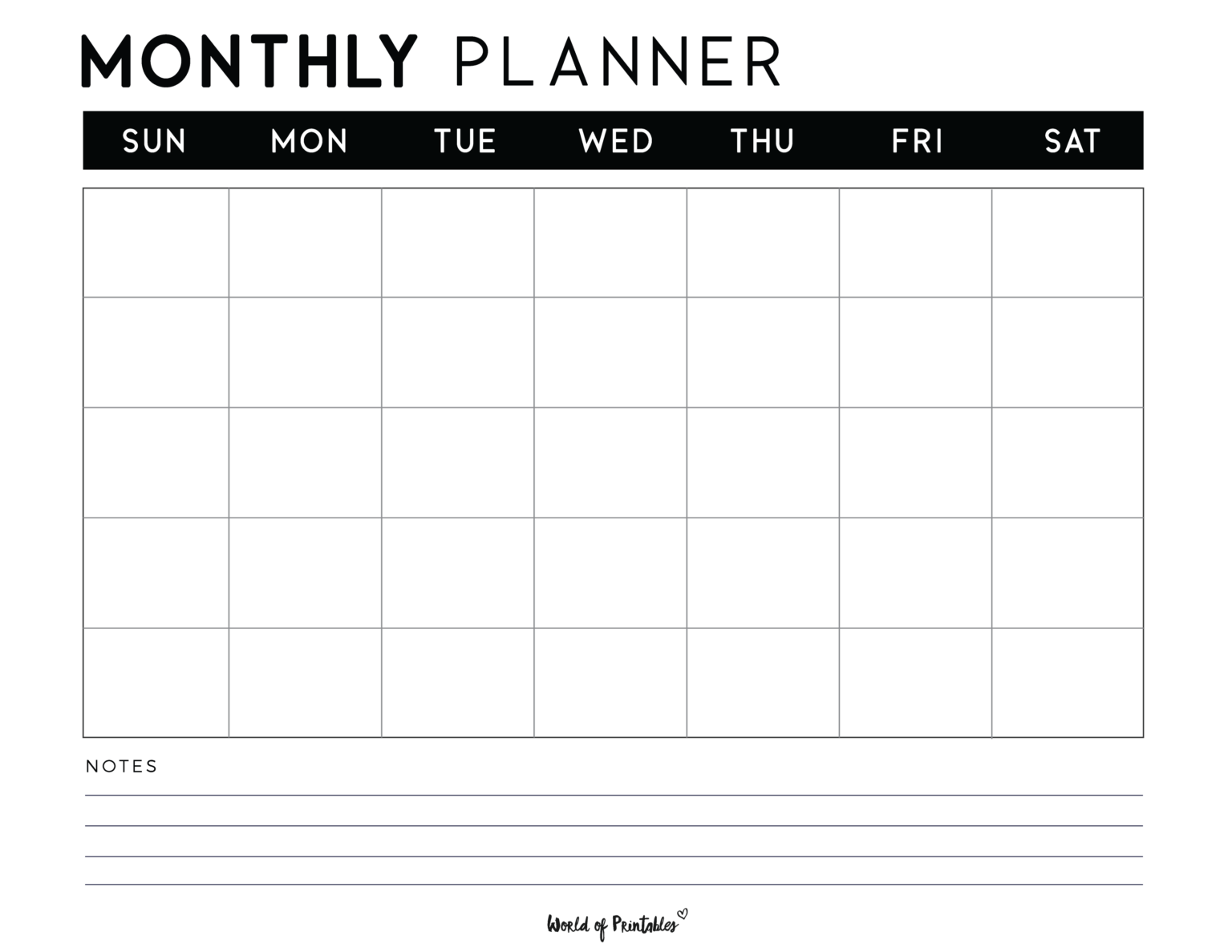 FREE Printable Monthly Planners - World of Printables