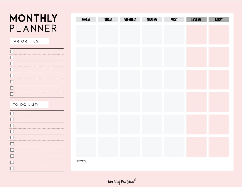 Best monthly planner printable
