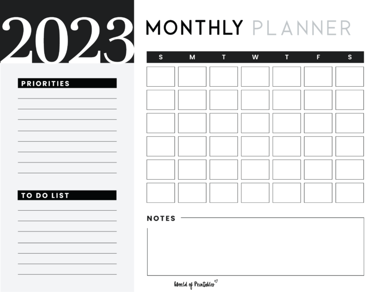 FREE Printable Monthly Planners - World of Printables