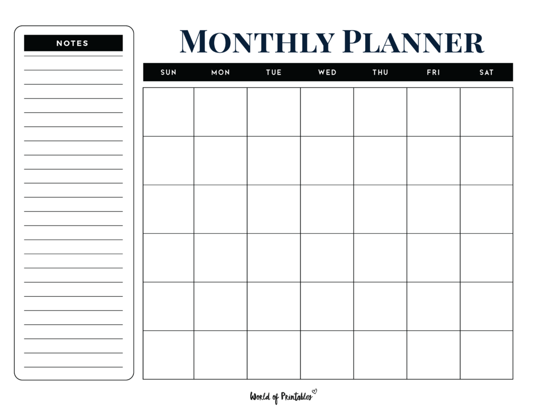 FREE Printable Monthly Planners - World of Printables