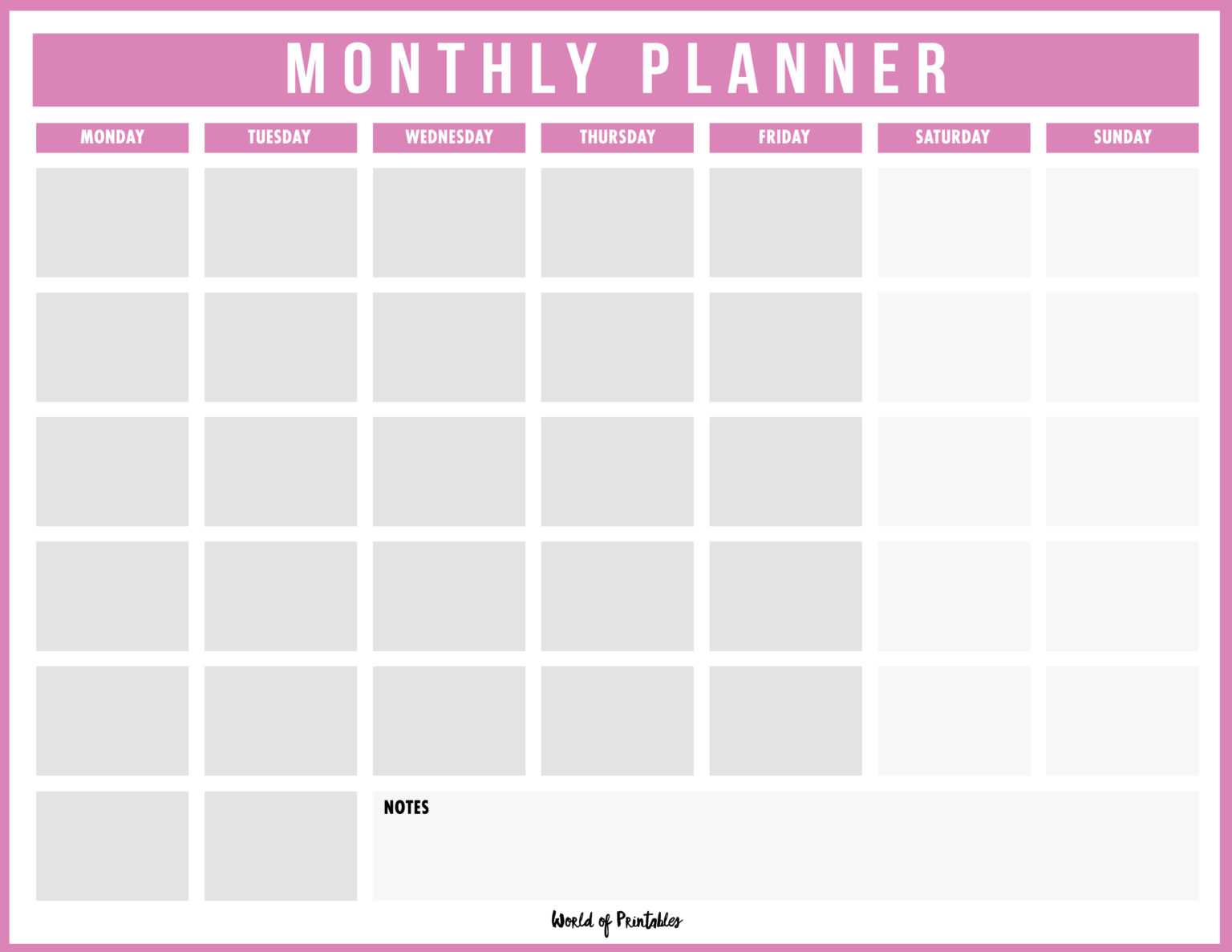 FREE Printable Monthly Planners - World of Printables