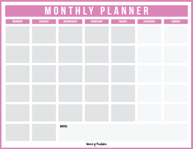 FREE Printable Monthly Planners - World of Printables