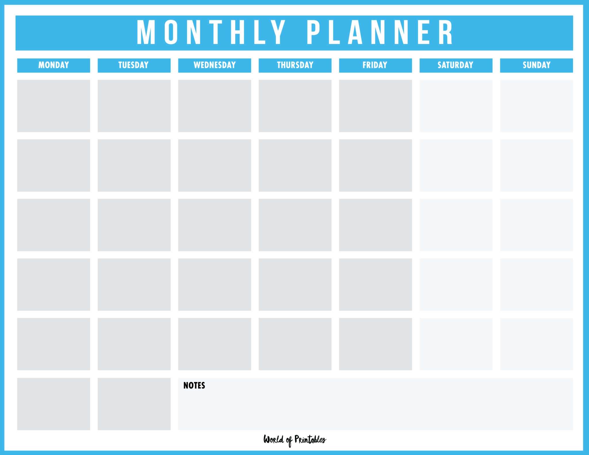 FREE Printable Monthly Planners - World of Printables
