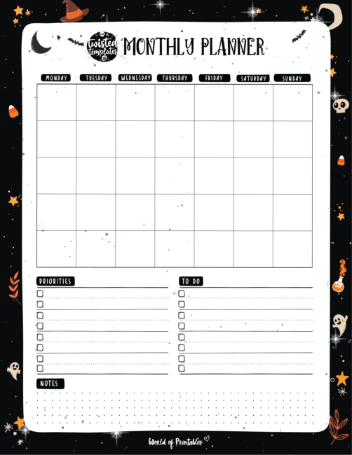 Monthly planner printable - witchy