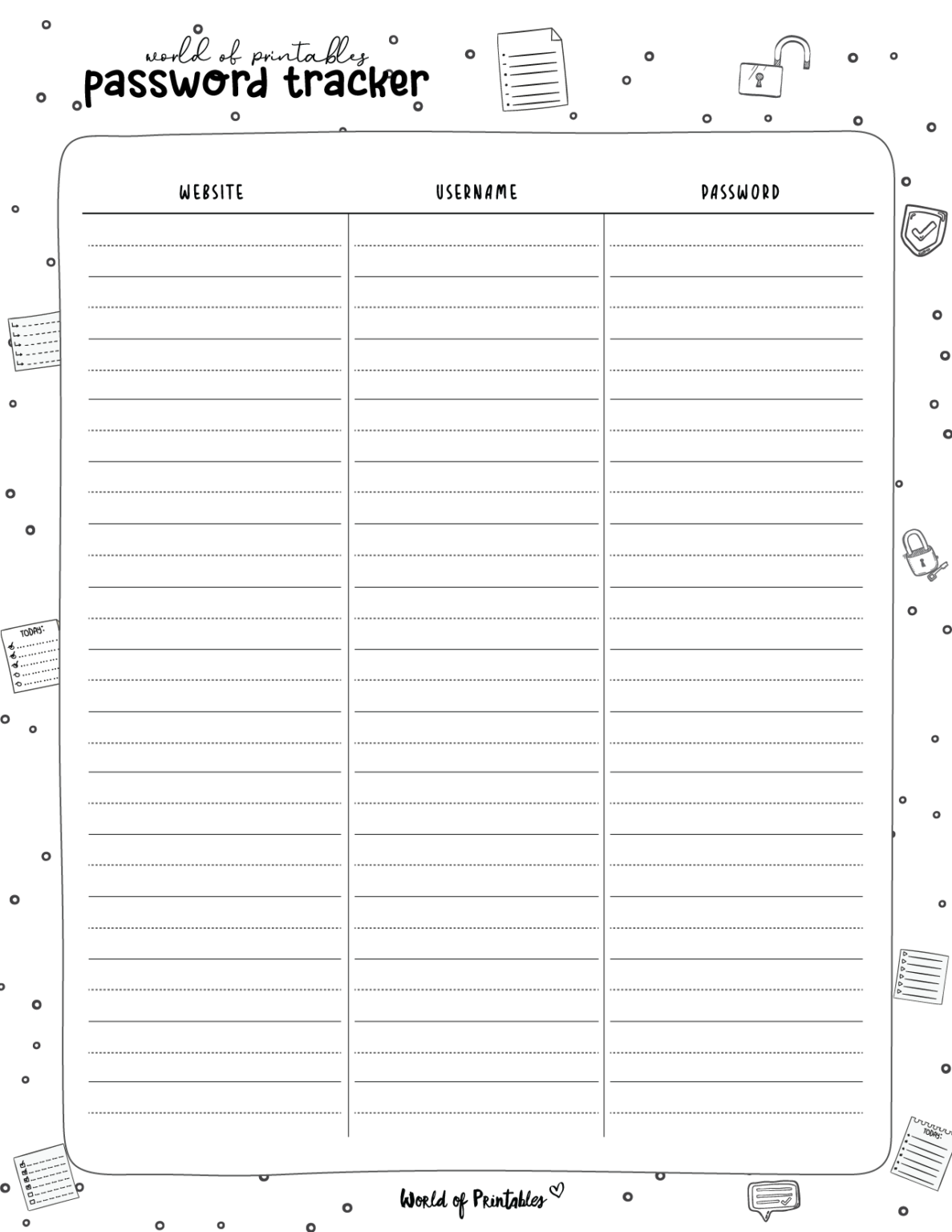 Password Logs - 25 Free Password Templates - World of Printables