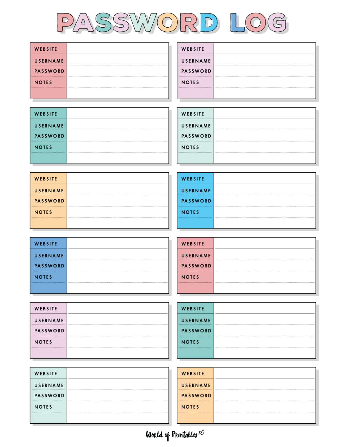 Password Logs - 25 Free Password Templates - World of Printables