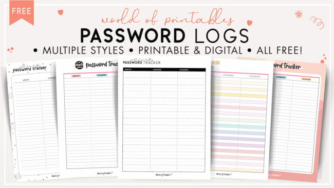 Password Logs - 25 Free Password Templates - World of Printables