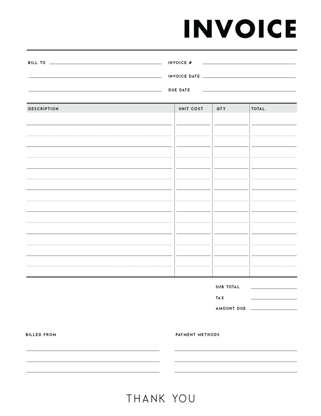 Free Invoice Templates PDF - World of Printables