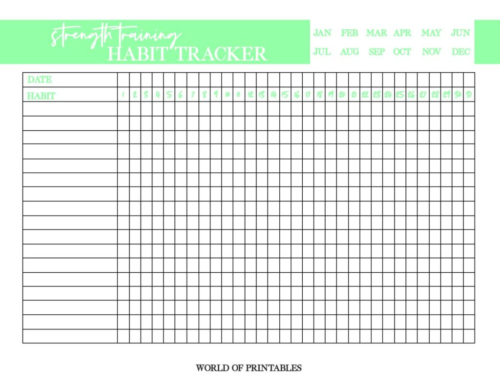 Strength training habit tracker