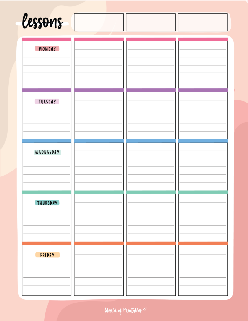 Weekly lesson plan template - Page 1