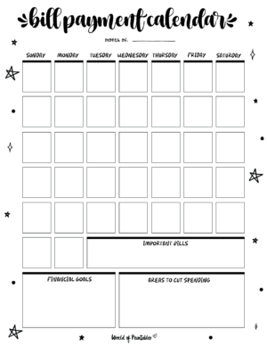 Free Bill Calendar | 20 Stylish Designs PDF - World of Printables
