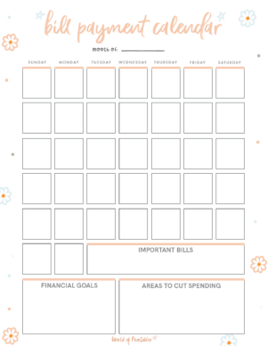 Free Bill Calendar | 20 Stylish Designs PDF - World of Printables