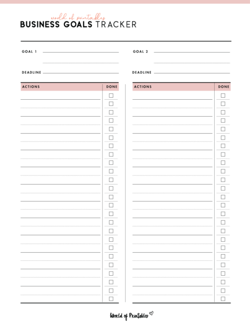 Business Goal Setting Worksheet PDF - World of Printables