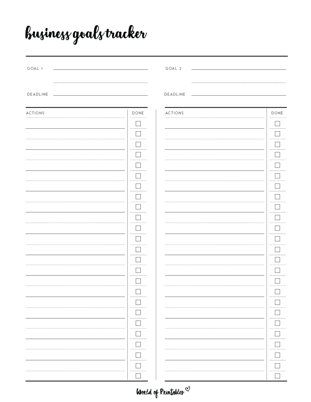 Business Goal Setting Worksheet PDF - World of Printables
