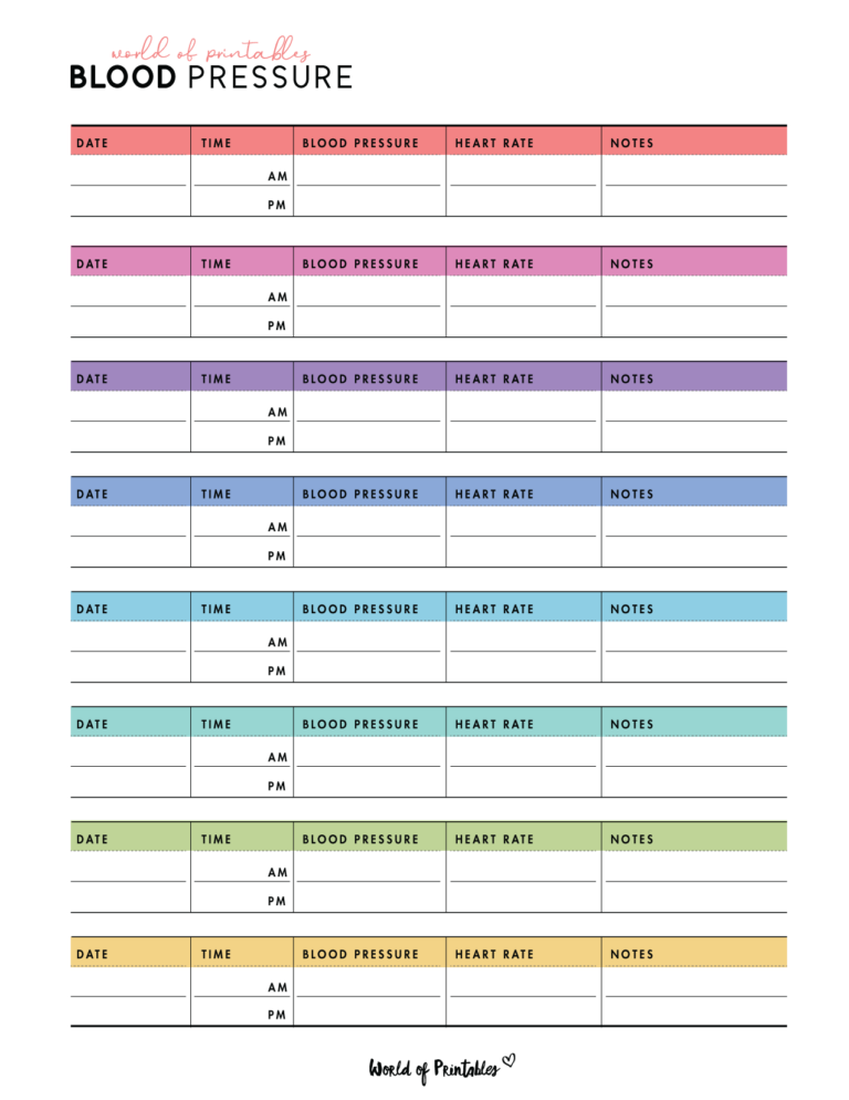 Blood Pressure Trackers - World of Printables