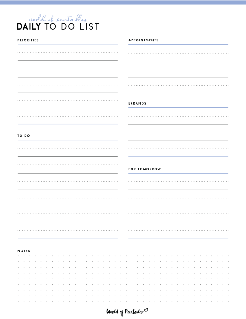 daily to do list template free