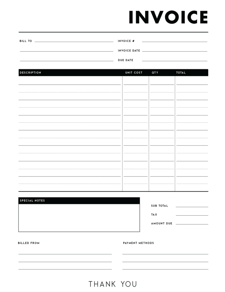 Free Invoice Templates PDF - World of Printables
