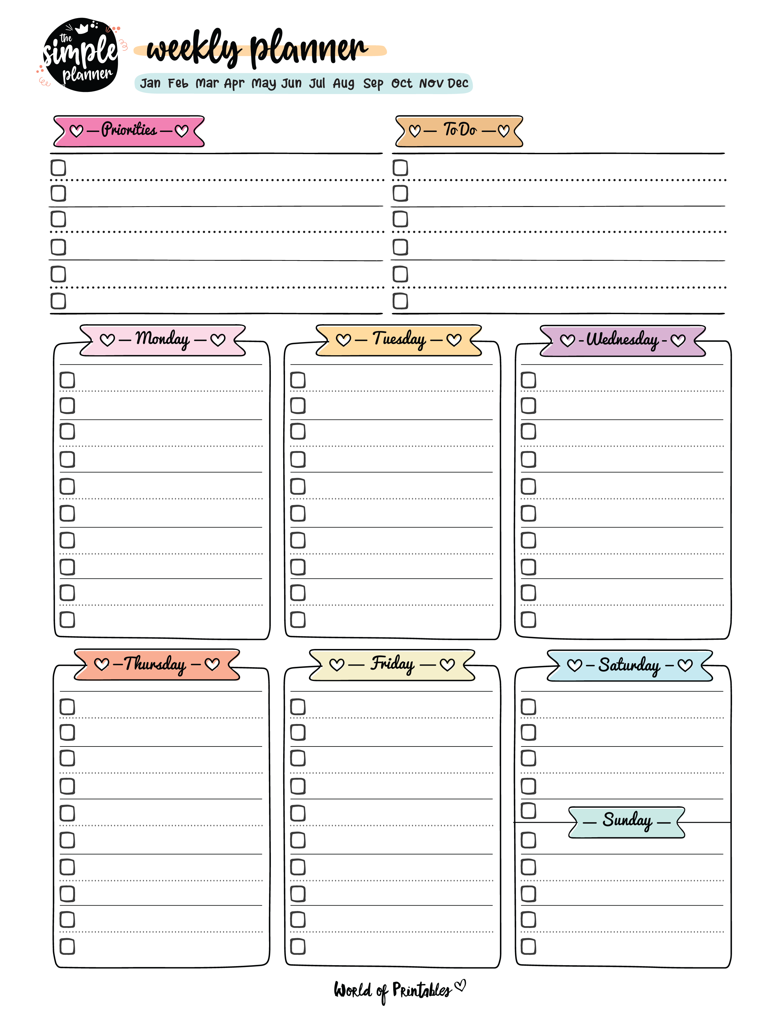 Weekly Planner Templates World Of Printables