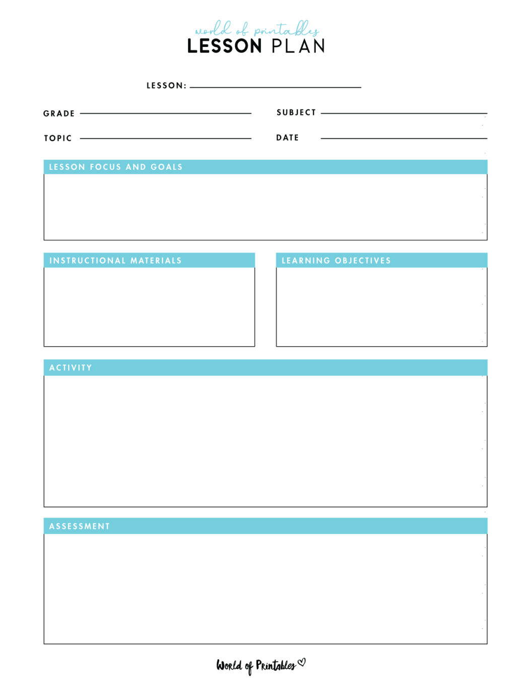 Lesson Plan Templates - World of Printables